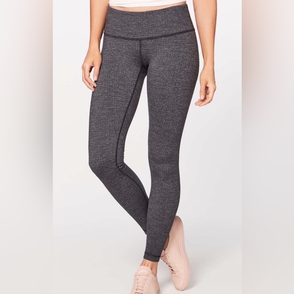 Lululemon Wunder Under Low-Rise Tight Luon Variegated Knit Black Heathered Sz 6
